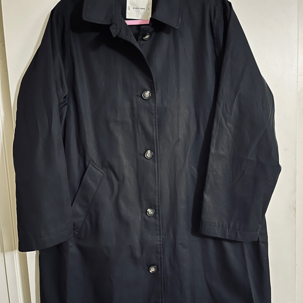 Everlane Black Single-Breasted Trench Coat - Picture 2 of 6